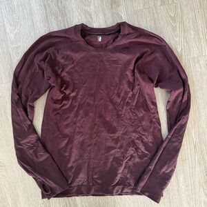 Sweaty Betty glisten seamless long sleeve maroon top sz L